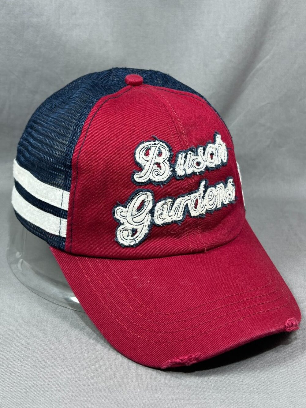 Busch Gardens Trucker Hat Snapback Red Blue Adjustable Souvenir Dad Cap Mens